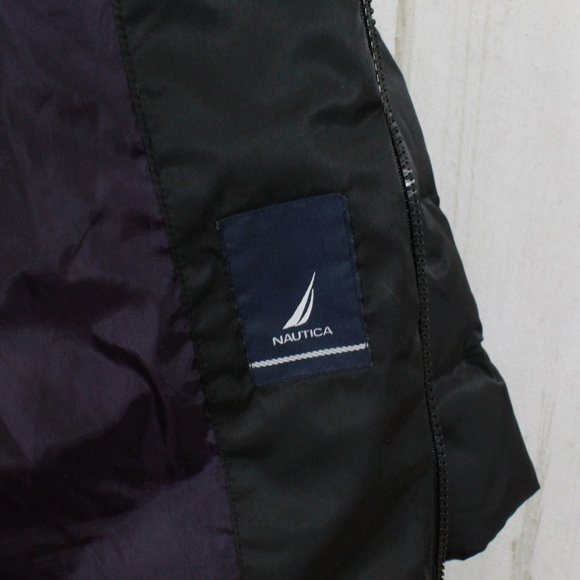 Nautica Black Quilted Insulated Removable Faux Fur Down Puffer Jacket Size M - Picture 9 of 13